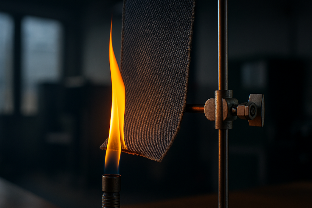 fabric sample resisting flames in laboratory test
