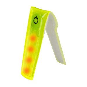 LED clip-on safety light made of reflective lattice material with velcro fastening