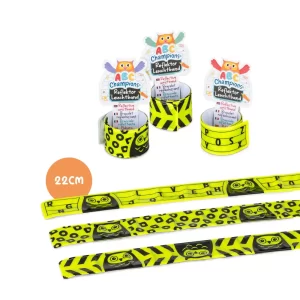 Children reflective slap wristbands in multiple cartoon designs, 22cm length, high visibility safety wristbands for kids walking and cycling